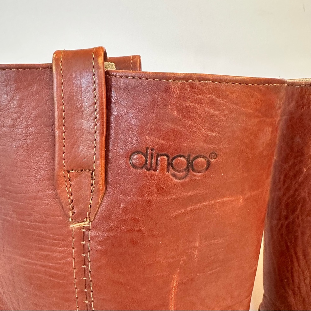 Vintage Men's 1970's Dingo Western 4099 Cognac Brown Leather Boots, Size 9 D - Picture 2 of 7
